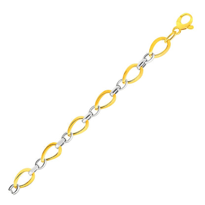 Twisted Oval Chain Bracelet in 14k Two Tone Gold  DestGlow