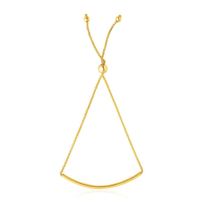 14k Yellow Gold Smooth Curved Bar Lariat Design Bracelet - bracelets