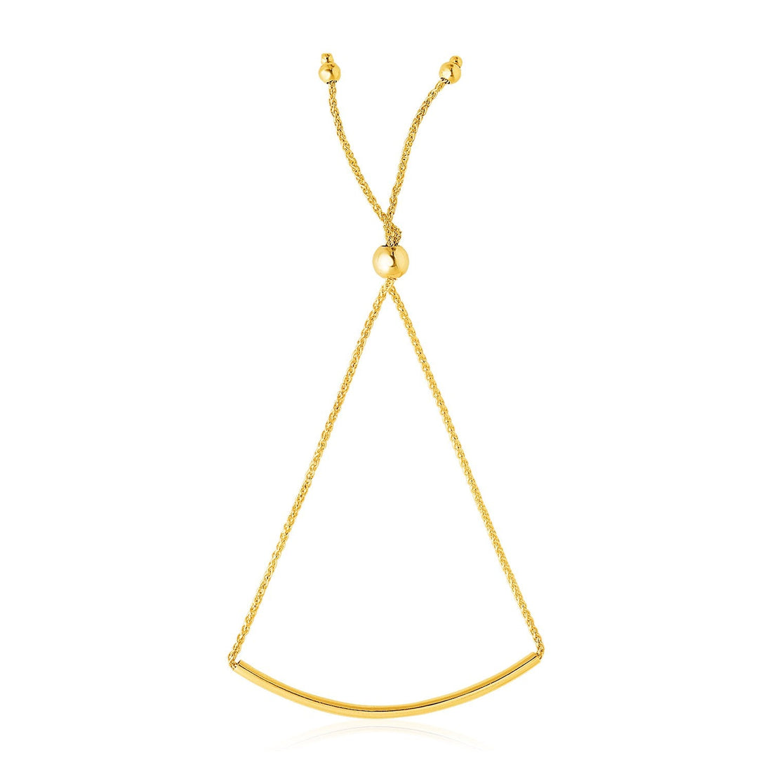 14k Yellow Gold Smooth Curved Bar Lariat Design Bracelet by Avera Group