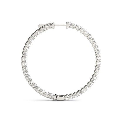 14k White Gold Diamond Hoop Earrings with Shared Prong Setting (2 cttw) by Bids.com