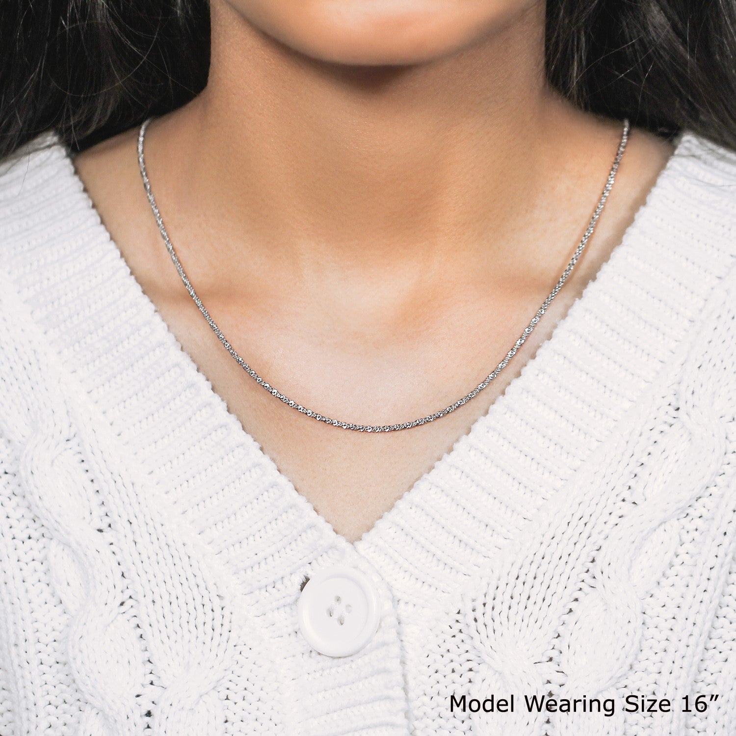 Sterling Silver 1.5mm Adjustable Sparkle Chain by Bids.com