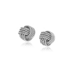 Sterling Silver Textured Love Knot Stud Style Earrings(9mm) - DestGlow