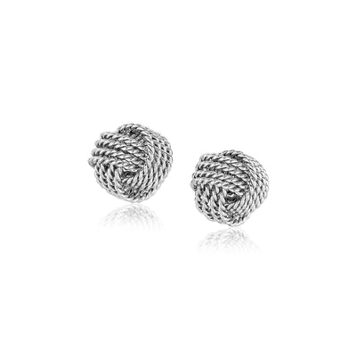 Sterling Silver Textured Love Knot Stud Style Earrings(9mm) - DestGlow