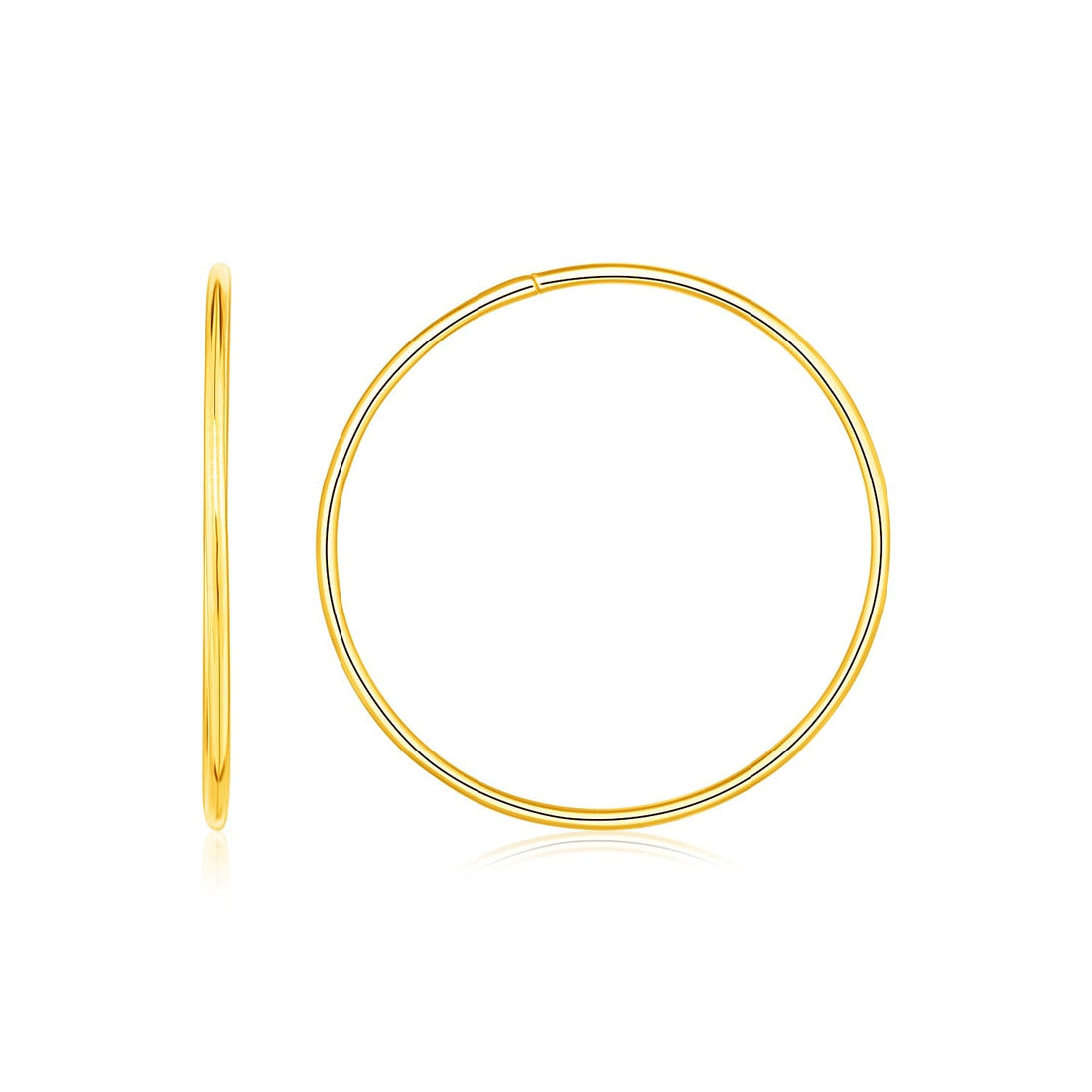 Endless Hoop Style Earrings in 14K Yellow Gold(1.2x30mm) by Avera Group