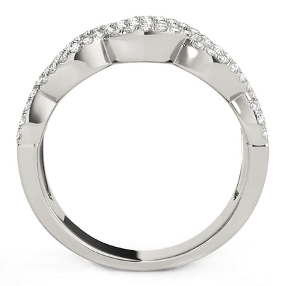 Diamond Studded Double Interlocking Waves Ring in 14k White Gold (5/8 cttw) by Bids.com