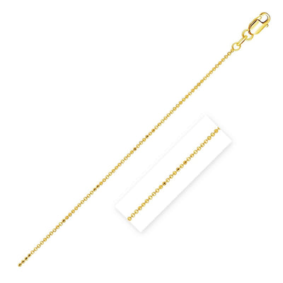 14k Yellow Gold Diamond Cut Bead Chain (0.90 mm) - necklaces