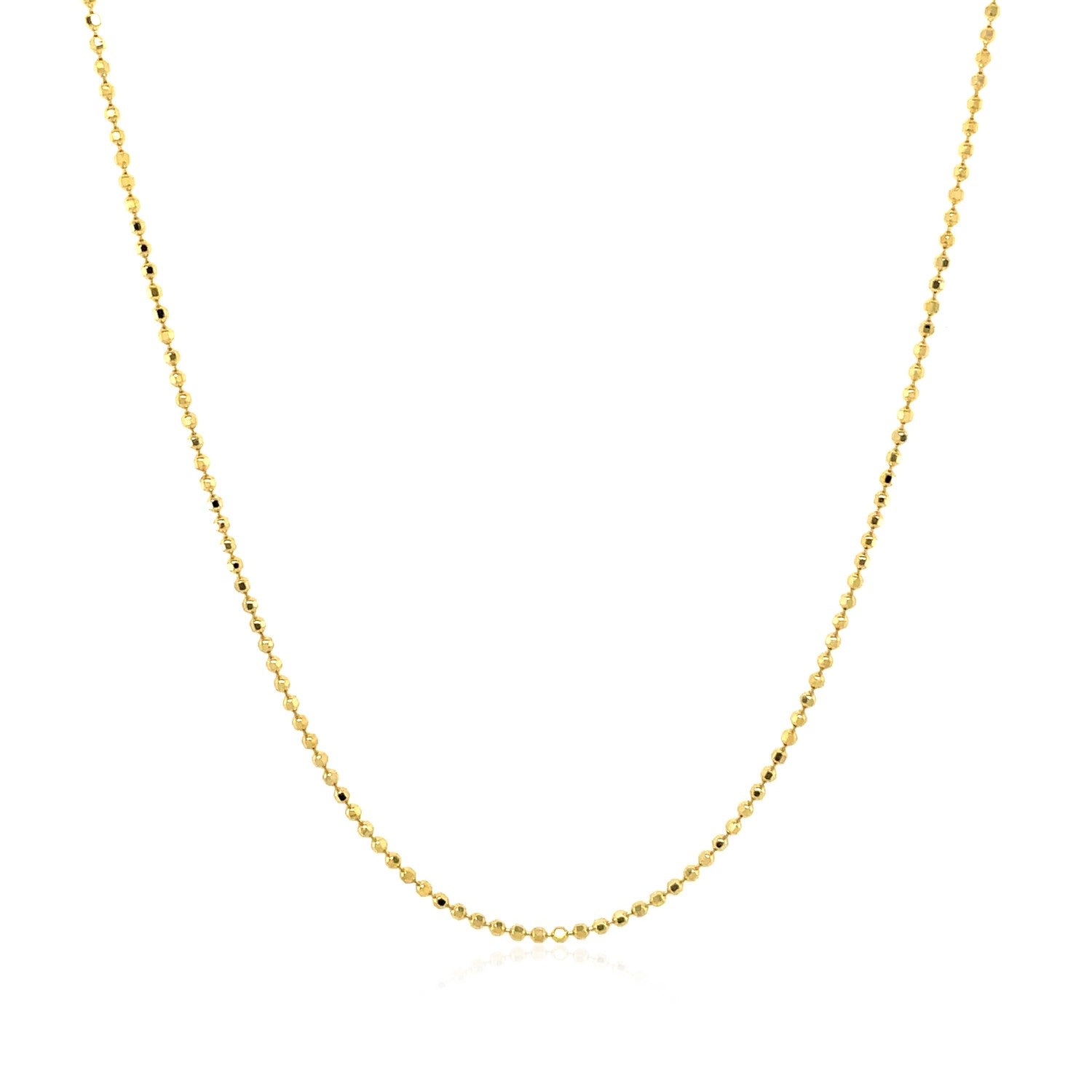 14k Yellow Gold Diamond Cut Bead Chain (0.90 mm) - DestGlow