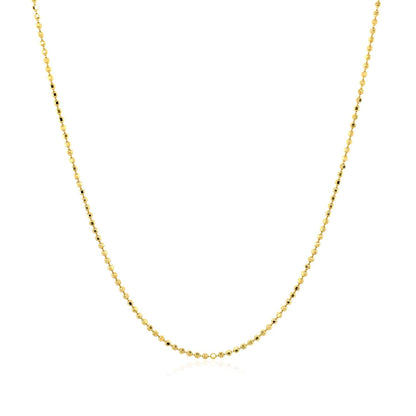14k Yellow Gold Diamond Cut Bead Chain (0.90 mm) - DestGlow