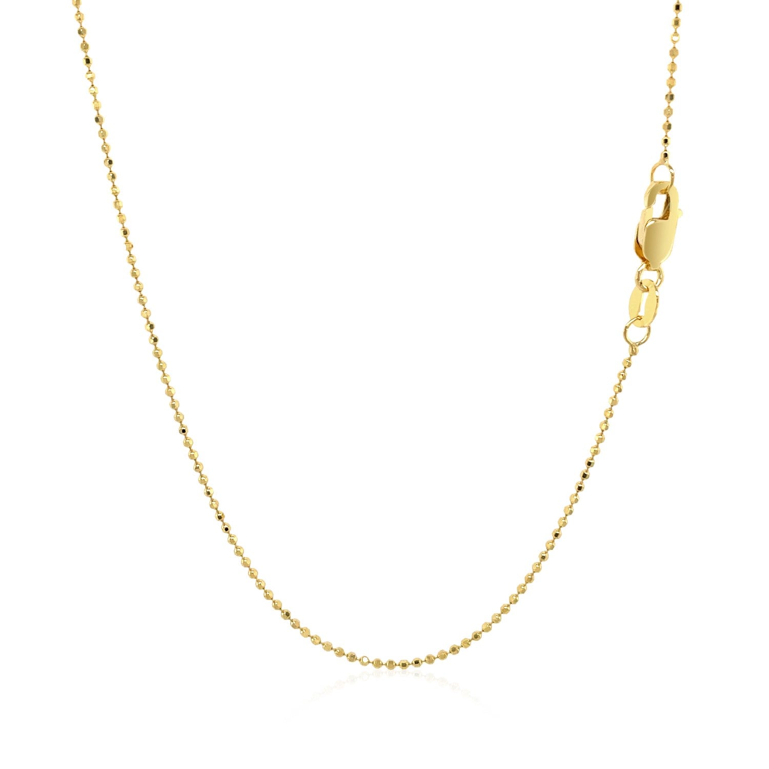 14k Yellow Gold Diamond Cut Bead Chain (0.90 mm) - DestGlow