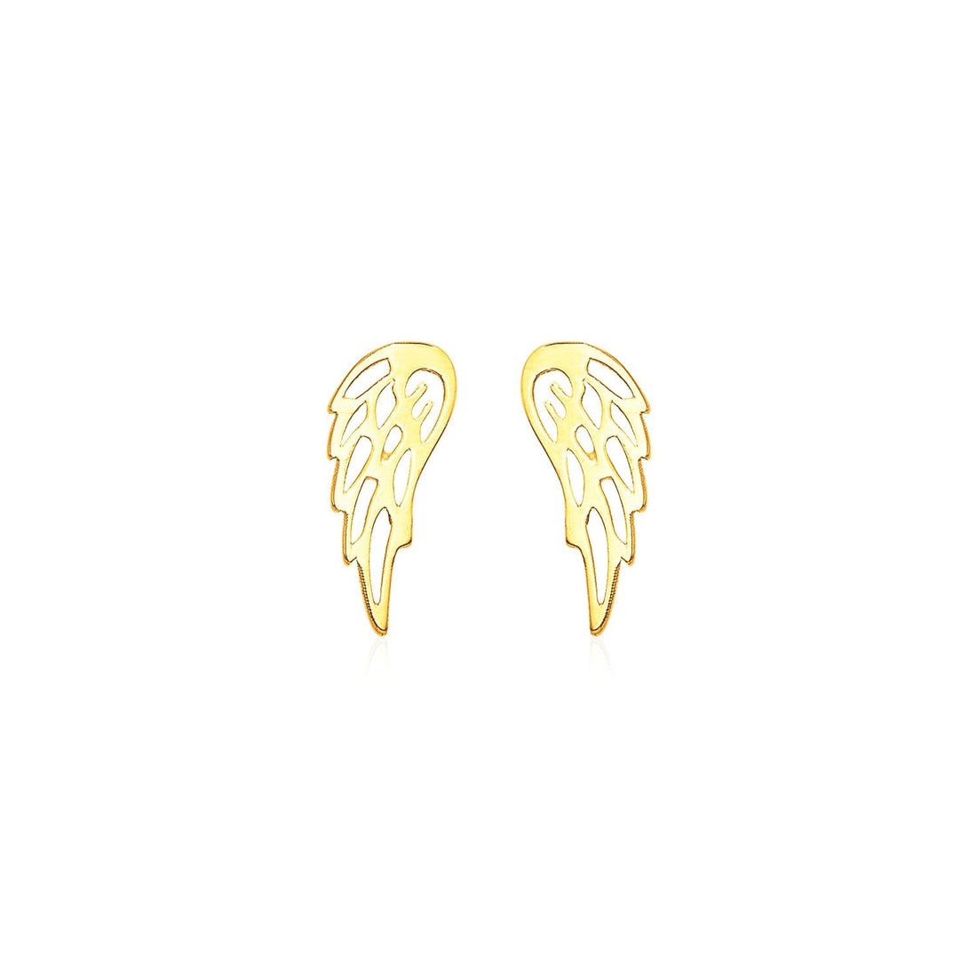 14k Yellow Gold Polished Wing Post Earrings - accessories