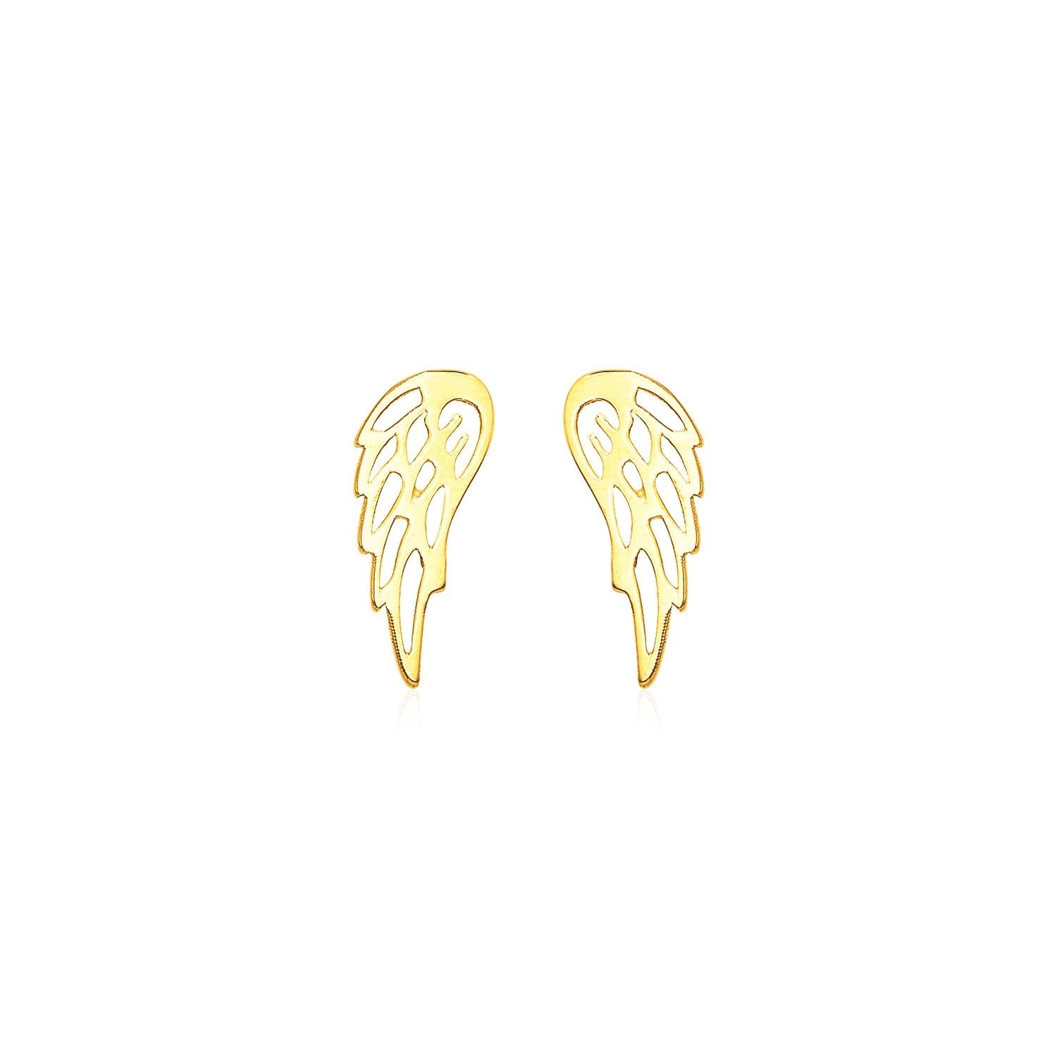 14k Yellow Gold Polished Wing Post Earrings - accessories
