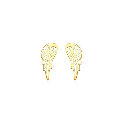 14k Yellow Gold Polished Wing Post Earrings - accessories