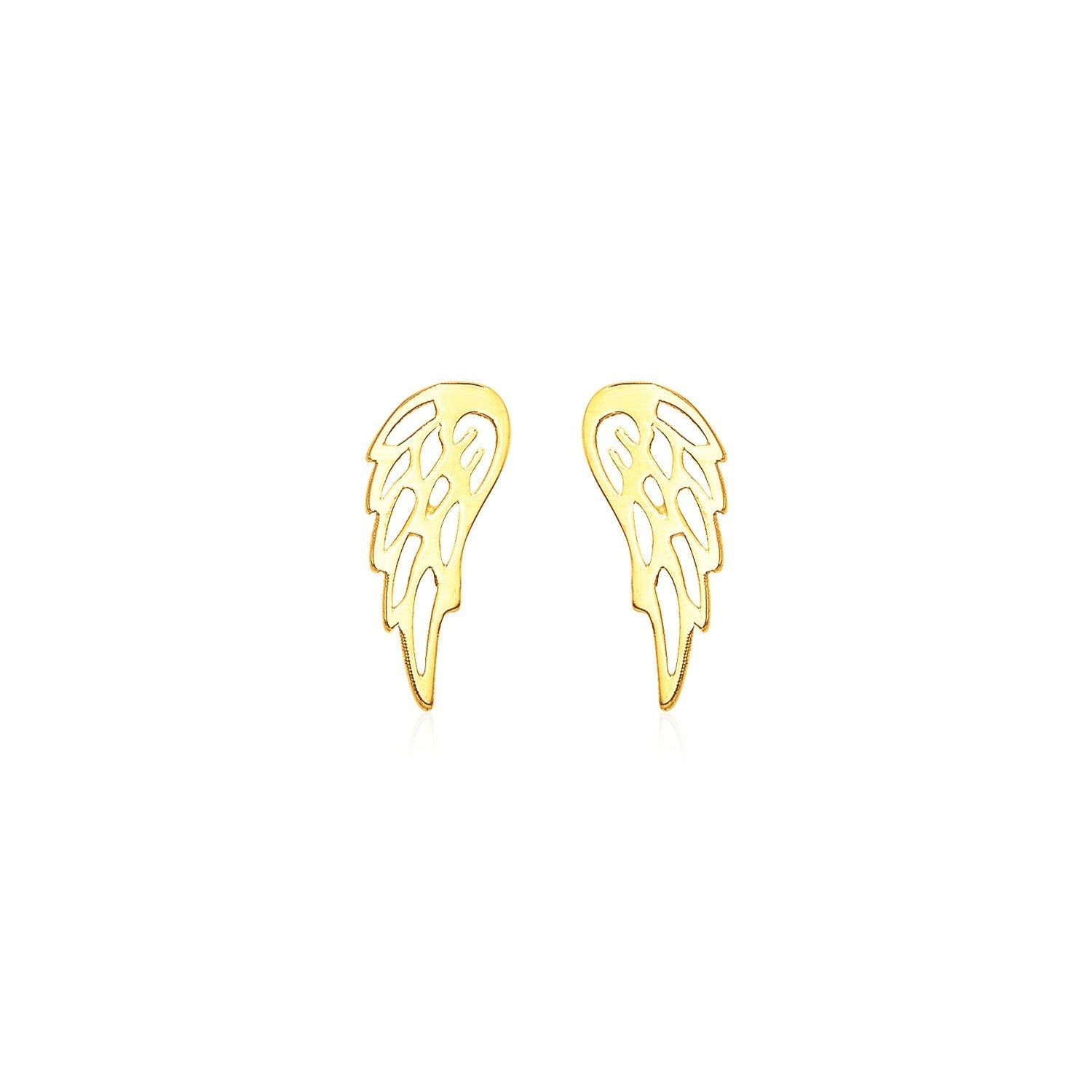 14k Yellow Gold Polished Wing Post Earrings 