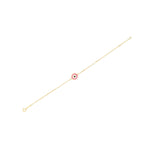 14k Yellow Gold Pink Evil Eye Bracelet (1.00 mm)