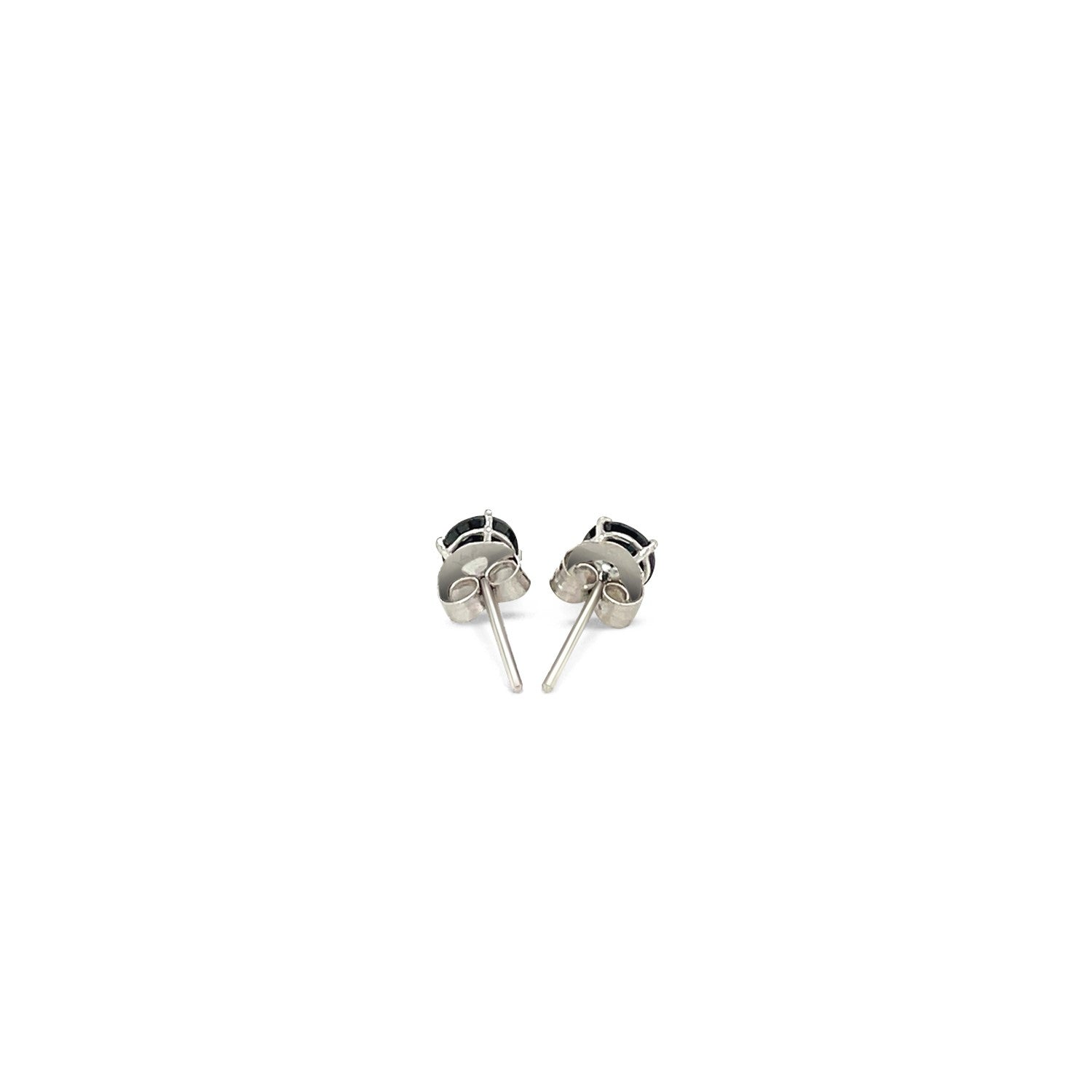 14k White Gold Stud Earrings with Black Cubic Zirconia(4mm) - DestGlow