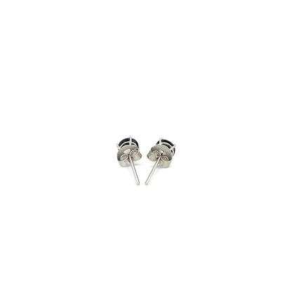 14k White Gold Stud Earrings with Black Cubic Zirconia(4mm) - DestGlow