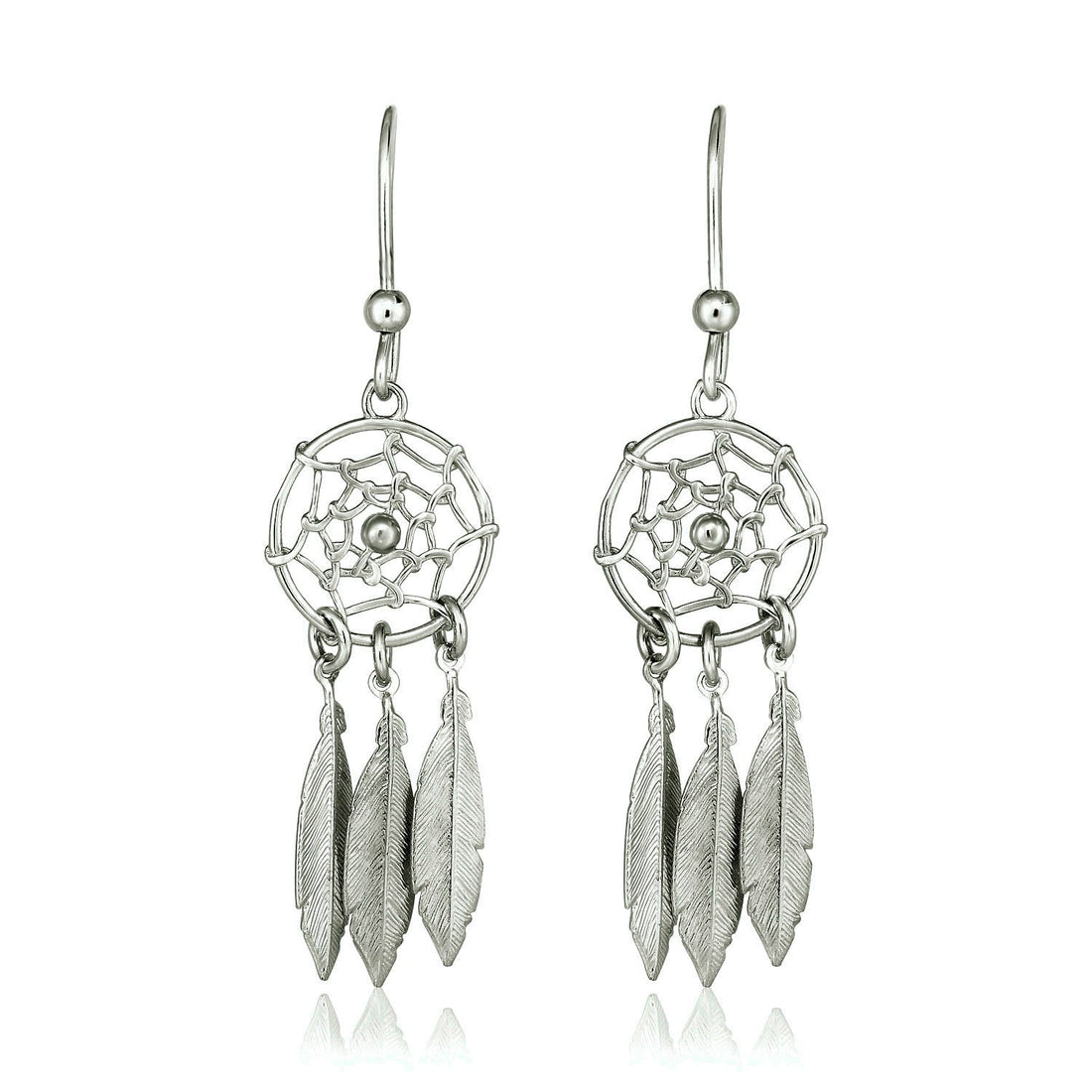 Sterling Silver Dream Catcher Dangle Earrings - DestGlow