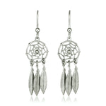 Sterling Silver Dream Catcher Dangle Earrings - DestGlow