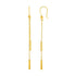 Textured Bar Long Drop Earrings in 14k Yellow Gold 
