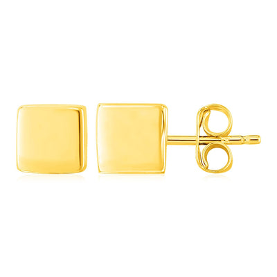 14k Yellow Gold Polished Cube Post Earrings - accessories