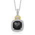 18k Yellow Gold & Sterling Silver Popcorn Cushion Black Onyx and Diamond Pendant - DestGlow