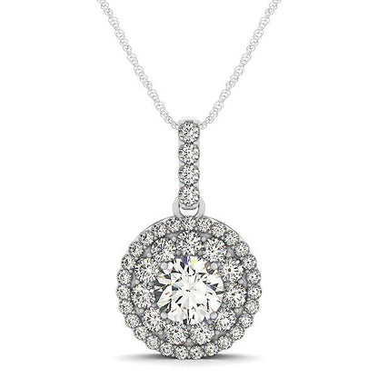 14k White Gold Diamond Halo Round Shape Pendant (1 1/4 cttw) by Bids.com