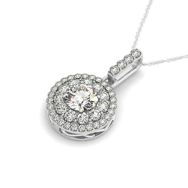 14k White Gold Diamond Halo Round Shape Pendant (1 1/4 cttw) by Bids.com