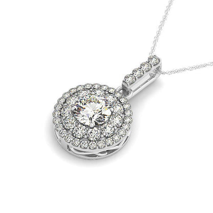 14k White Gold Diamond Halo Round Shape Pendant (1 1/4 cttw) by Bids.com