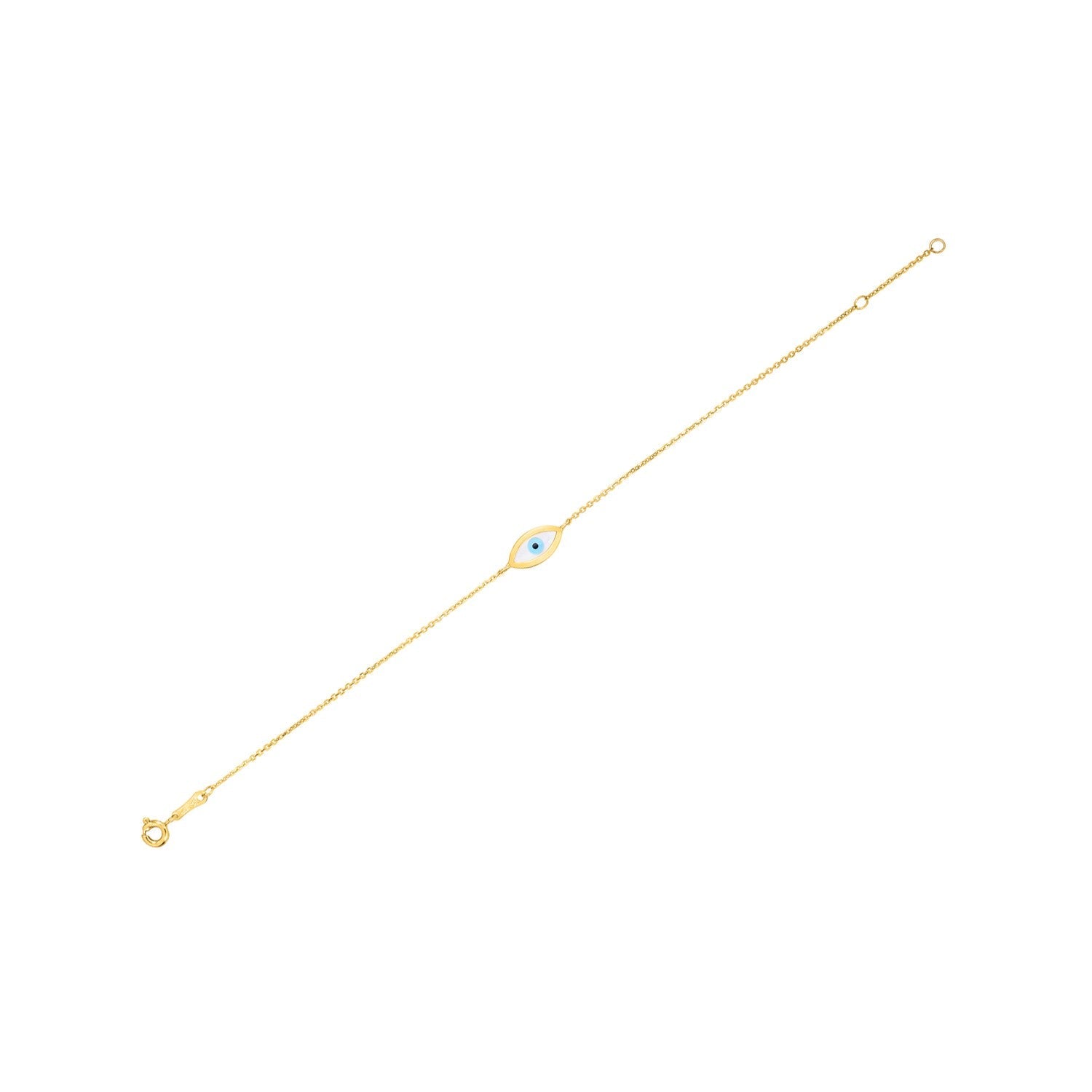 14k Yellow Gold MOP Evil Eye Bracelet (1.00 mm) by Bids.com