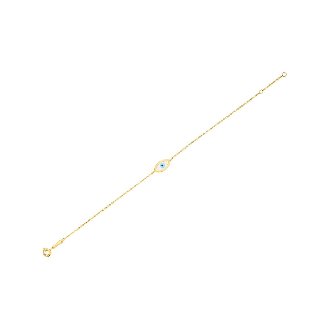 14k Yellow Gold MOP Evil Eye Bracelet (1.00 mm) 