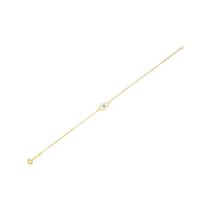 14k Yellow Gold MOP Evil Eye Bracelet (1.00 mm) 
