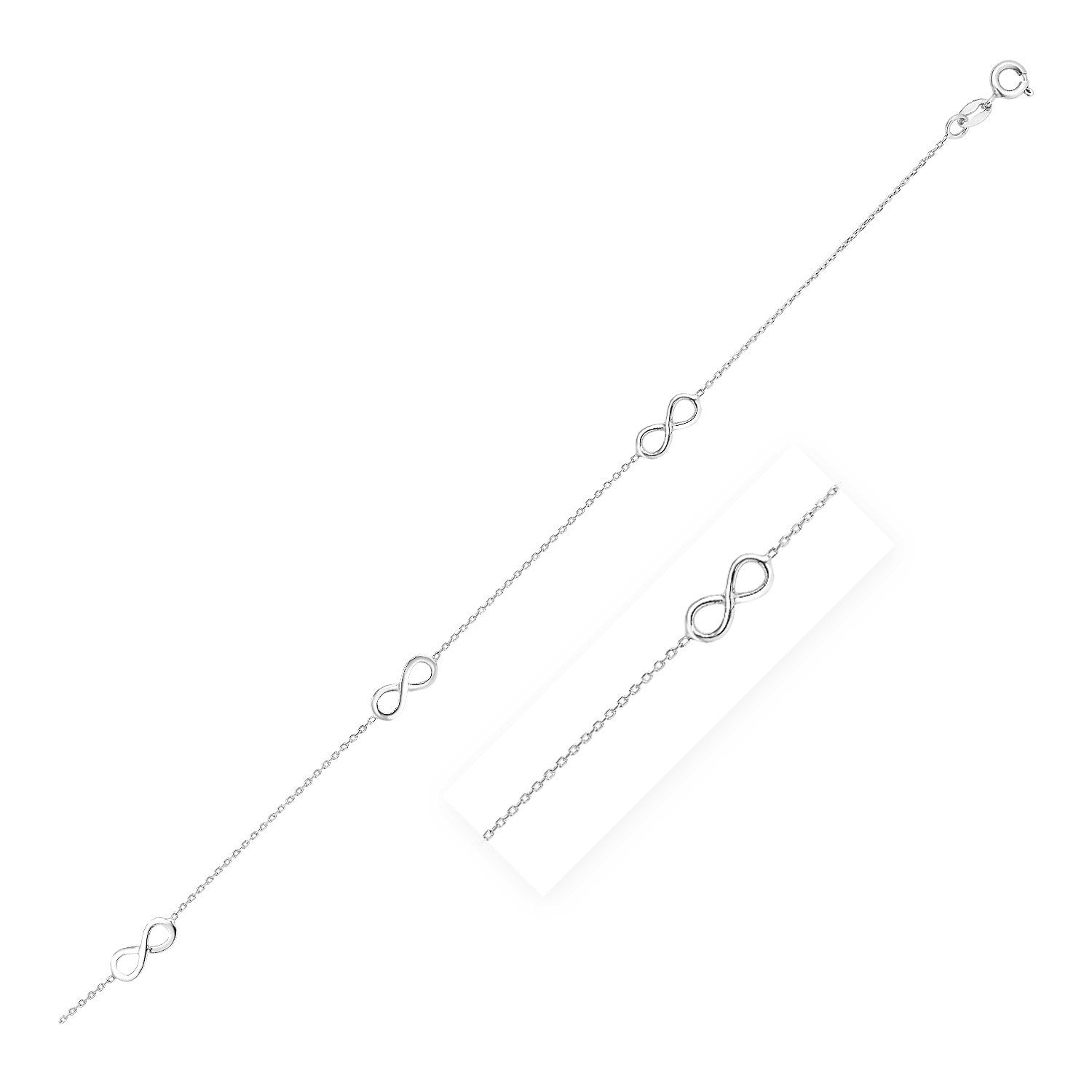 Sterling Silver Anklet with Infinity Symbols - DestGlow