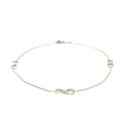 Sterling Silver Anklet with Infinity Symbols by Avera Group