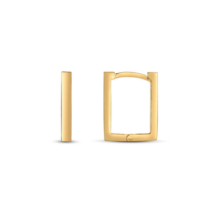 14k Yellow Gold Rectangle Huggie Hoops  DestGlow