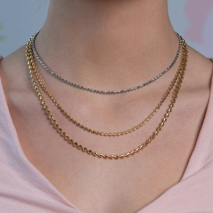 Moon Cut Bead Chain in 14k Yellow Gold (2.50 mm)  DestGlow