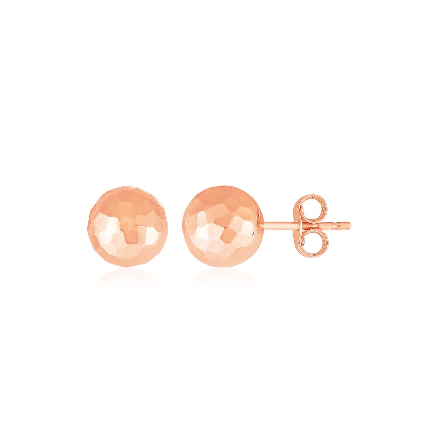 14k Rose Gold Ball Earrings with Faceted Texture by Bids.com