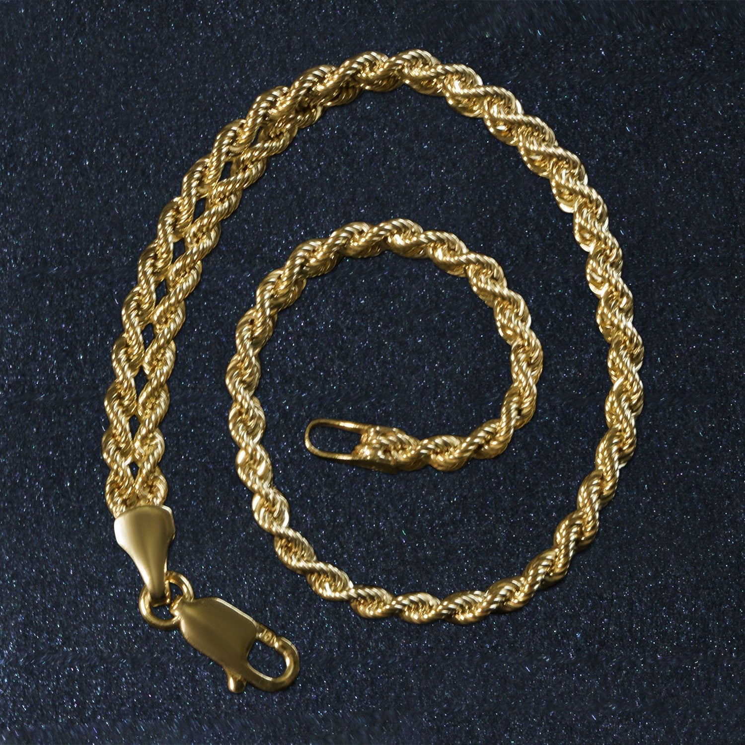 Double Rope Chain Bracelet in 10k Yellow Gold - DestGlow