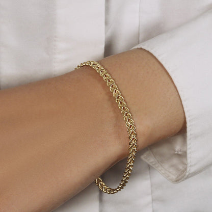Double Rope Chain Bracelet in 10k Yellow Gold - DestGlow