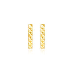 14k Yellow Gold Textured Bar Earrings - accessories
