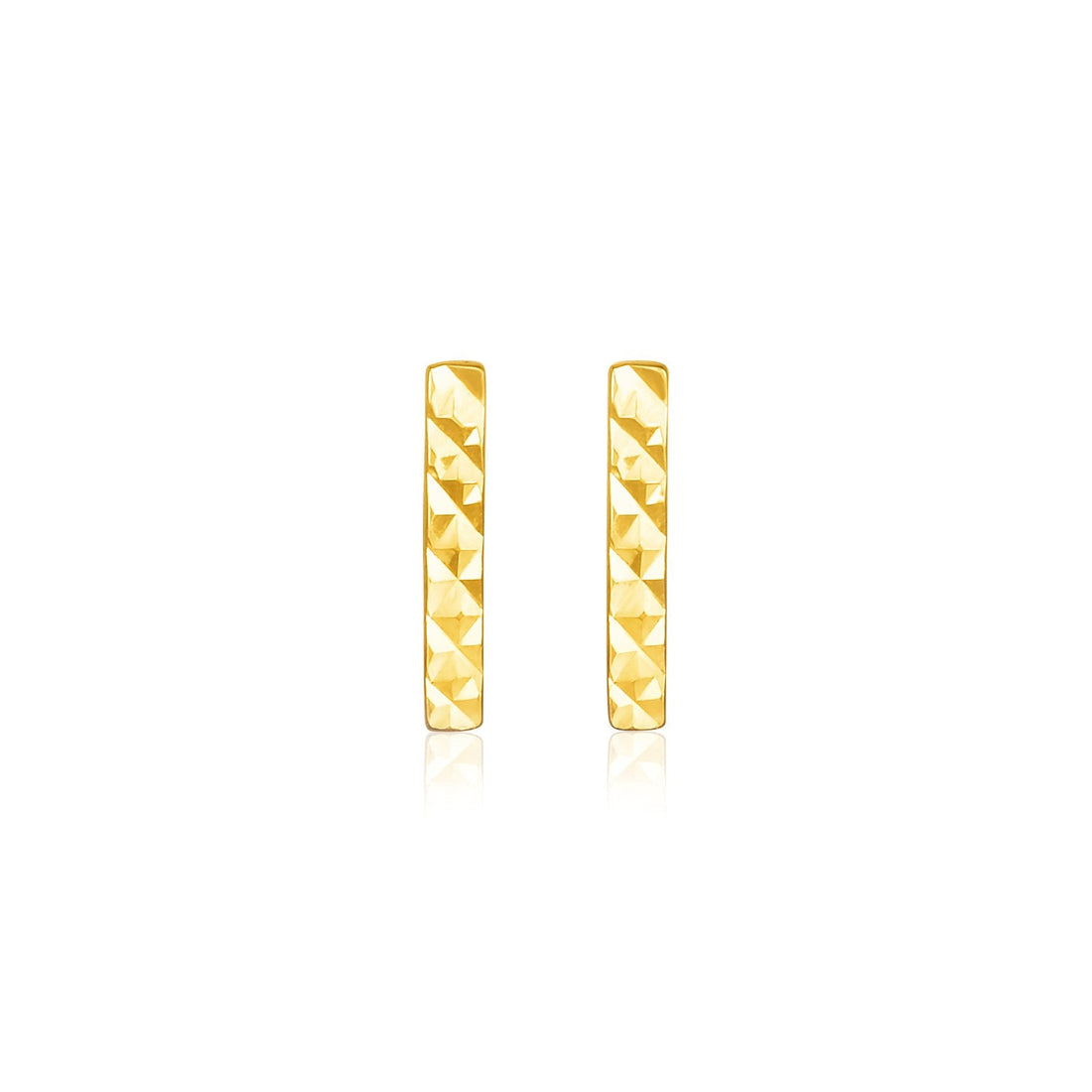 14k Yellow Gold Textured Bar Earrings by Avera Group