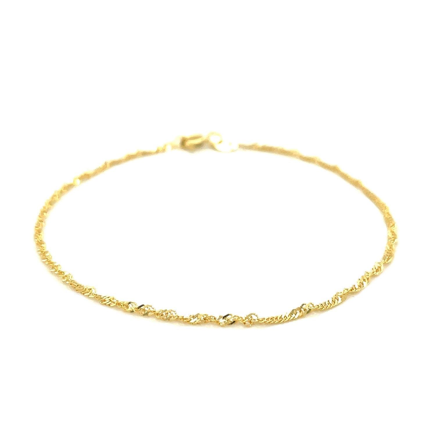 10k Yellow Gold Singapore Bracelet 1.5mm  DestGlow