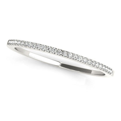 14k White Gold Slim Round Pave Set Wedding Band (1/10 cttw) by Bids.com