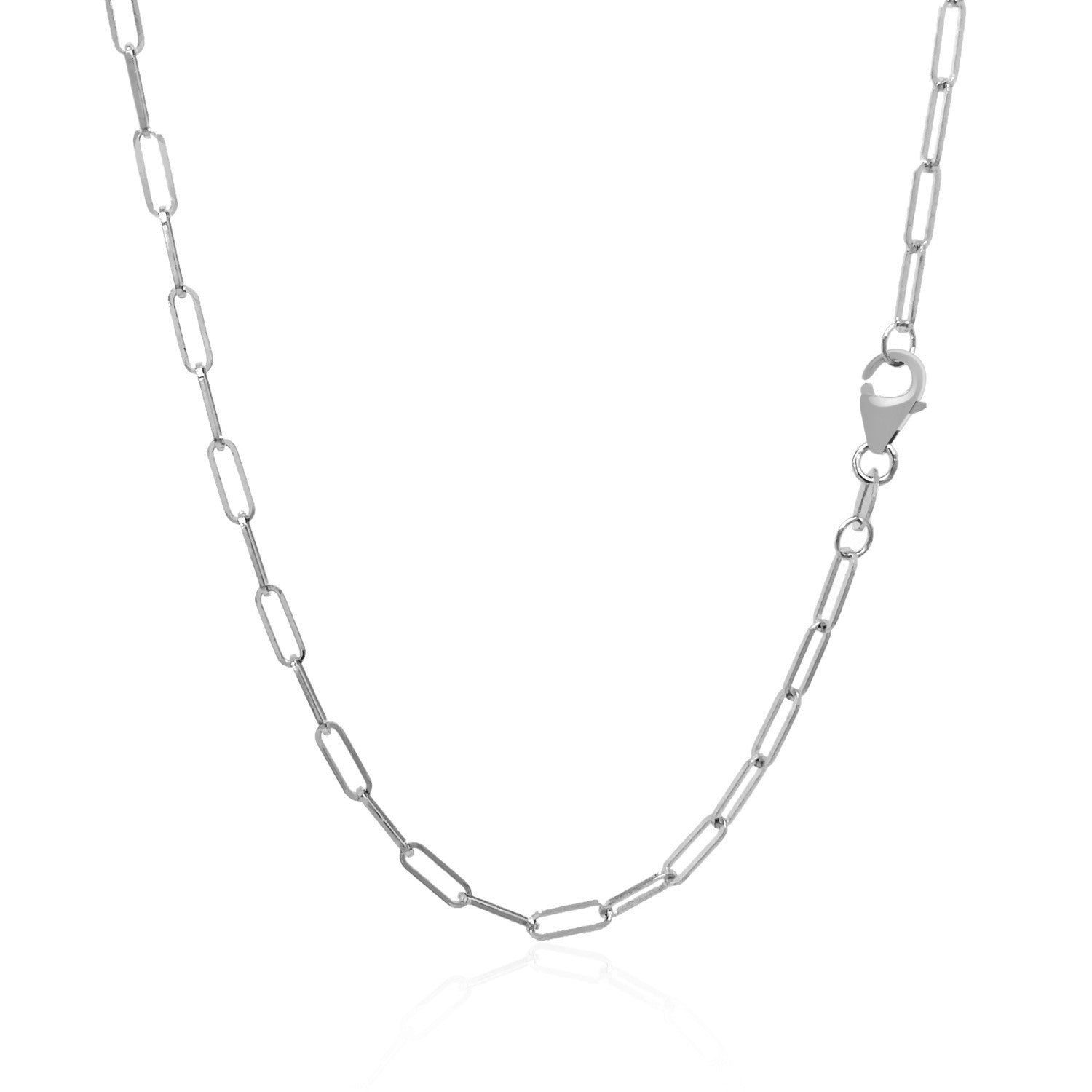 14K White Gold Delicate Paperclip Chain (2.1mm) by Bids.com