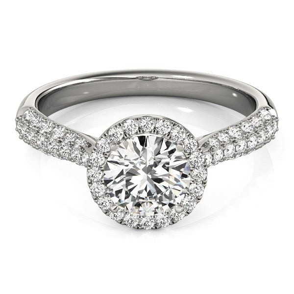 14k White Gold Halo Diamond Engagement Ring with Pave Band (1 1/3 cttw) by Bids.com