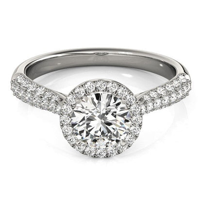 14k White Gold Halo Diamond Engagement Ring with Pave Band (1 1/3 cttw) by Bids.com