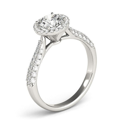 14k White Gold Halo Diamond Engagement Ring with Pave Band (1 1/3 cttw) by Bids.com