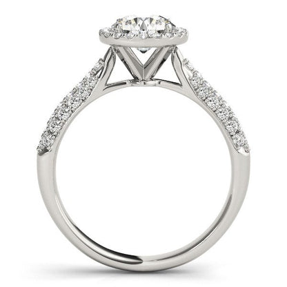 14k White Gold Halo Diamond Engagement Ring with Pave Band (1 1/3 cttw) by Bids.com