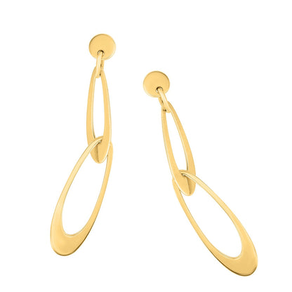 14k Yellow Gold Italian Oval Link Earrings - DestGlow