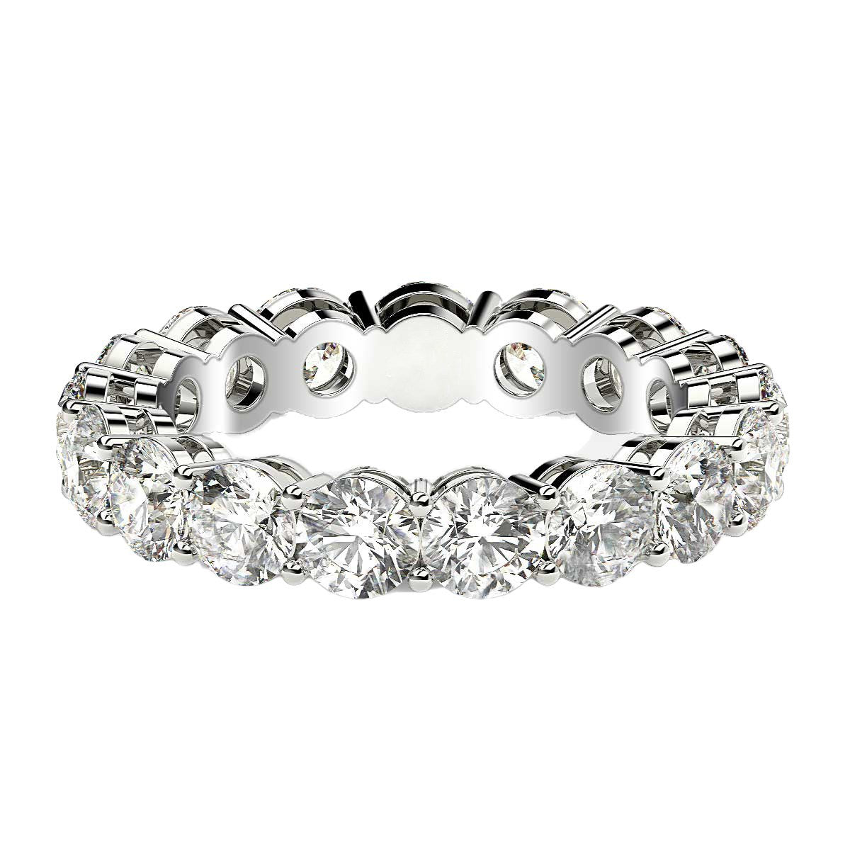 Round Cut Lab Grown Diamond Eternity Ring in 14k White Gold (3 cttw FG/VS2) by Bids.com
