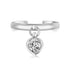 Sterling Silver Rhodium Finished Heart Cubic Zirconia Charm Toe Ring